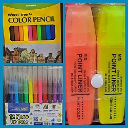 Highlighters from R42.00, fibre pens and coloring pencils