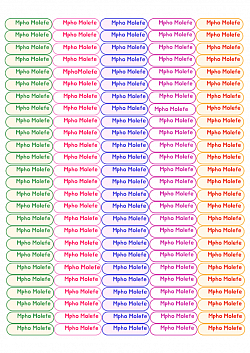 Name and surname stickers R120, A4 page with 130 stickers